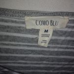 Como Blu M Gray White Striped Pearl Studded Top Size M Photo 2