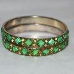 Source Unknown Art Deco Rare Vintage Emerald Green Clear Rhinestone Silver Tone Bracelet Set Photo 1
