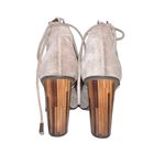 Free People Taupe Nouvella Criss Cross Wrap Chunky Heel Suede Leather Sz 38/6.5 Photo 4