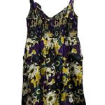 Anthropologie Maeve Silk Smocked Empire Tank Dress Medium purple green yellow Photo 2