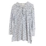 CJ Banks Oversized Hoodie Womens X Black Marled Tunic Top Casual Buttons Cozy Blue Size XL Photo 1