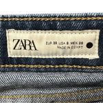 ZARA Women’s Cropped Straight Leg Jeans Raw Hem Dark Wash Size 6 Photo 5
