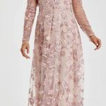 Mac Duggal Pink Floral Applique Illusion Long Sleeve Gown 70224 Sz 4 NWT Photo 4
