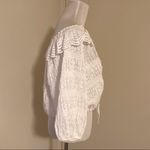 ZARA NWT  Women Off White Textured Tie Eyelet 3/4 Sleeve Slight Cropped Top Sz M Photo 9