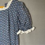 VTG 70s Puff Sleeve Ruffle Midi Dress Floral Prairie Cottagecore Victorian Lace Blue Size undefined Photo 4