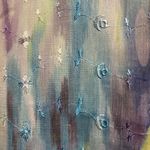 Elan  Womens Scrubs Top M Medium Bust 38” Blue Green Purple Print Scrub Photo 6