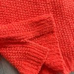 Free People  V-Neck Sweater in Red Orange Coco Chunky knit Photo 6