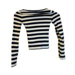 J.Crew  Navy Blue Striped Scoop Neck Top Photo 1