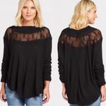 Free People Spring Valley Lace Trim Tunic Top - Black - Small Photo 1