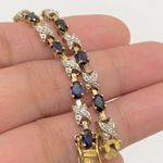 WM Signed Gold 925 Vermeil Blue Tennis Bracelet Photo 1