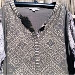 John Mark  Embroidered Gray Tunic Top M Photo 2