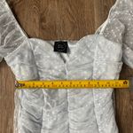 Madi Mase Cropped Long Sleeve White Polka Dot Light Blue Blouse Women’s Size XS Photo 3