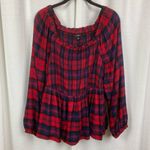 Torrid Red Plaid Brushed Rayon Acrylic Smocked Babydoll Top Sz.2 NWT Photo 6