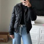 Black Puffer Jacket with Hood Size M Photo 0