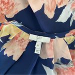 Joie  Navy Blue Peach Floral 100% Silk High Neck Tank Top Blouse XS Photo 4