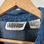 Vintage Lauren Brooks Boho Floral Embroidered Denim Button Down Top Size S Blue Photo 3