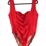 J.Crew Ruched Squareneck One-Piece Swimsuit Full Coverage Red 22 Photo 0