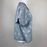 ZARA  Blue Palm Tree Print Button Down Short Sleeve Collared Blouse Shirt Top M Photo 3