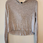 Prince and fox hooded Grey cropped long sleeve shirt Size womens medium Gray Photo 0