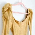 May pink Marigold Yellow Ribber Puff Sleeve Bodysuit Sz Medium Photo 1