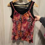 Cute Y2K fairy whimsigoth swirl stretchy 2 in 1 look mesh sleeveless top paisley Black Size M Photo 7