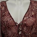 New York & Co. Burgundy & Pink Boho Blouse Photo 4