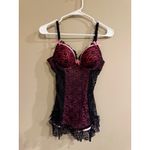 Victoria's Secret  Sexy Little Things Black Pink Lace Corset Babydoll Lingerie 36B Photo 1