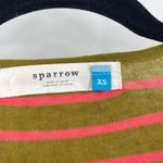 Anthropologie  Sparrow Traveling Stripes Linen Cardigan XS Ruffles Green Pink‎ Photo 5