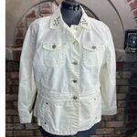 denim jacket shacket white studded collar Size M Photo 4
