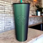 Starbucks  NEW Stainless Steel Green & Blue Ombré 24 oz Tumbler with Straw Photo 6