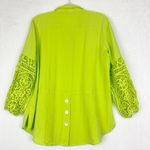 John Mark  Wire Collar Crochet Button Up Tunic Size Medium Lime Green Solid Photo 1