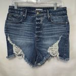 Good American NWT  Women's 8/29 Bombshell Distressed Cutoff Jean Shorts Blue‎ Photo 0