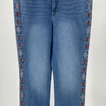 Sam Edelman  high rise slim straight leg jeans,‎ size 32, embroidery detail Photo 0