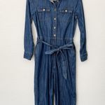 Talbots [] Blue Denim Moonlight Wash Utility Jumpsuit Long Sleeves Cotton Size XS Photo 1