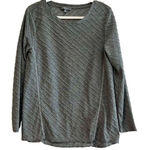 Daisy Fuentes  Gray Long Sleeve Blouse Ruffle Diagonal Stripes Large Photo 0