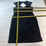 MSK Dress Womens 14 Black Cowl Neck Sheath Draped Waist Beaded Cap Sleeve Knee Photo 1