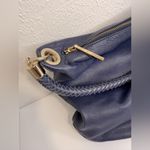 Elaine Turner  Blue Leather Hobo Braided Shoulder Bag Gold Hardware VGUC Photo 2