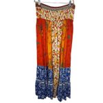 Free People  Golden Dreams Maxi Dress Boho Floral Patchwork Strapless Tiered M Photo 2