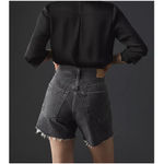 Citizens of Humanity  COH Elle Hi-Rise Cut Off Button Fly Washed Black Shorts 25 Photo 1