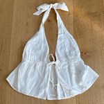 Garage  Halter Top Linen Tie Back Size S Cream Photo 0