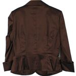 Cachet Womens 8 Satin Metallic Blazer Jacket Ruffled Preppy Edgy Whimsygoth Brown Photo 1