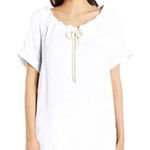 G.H. BASS White Short Sleeve Drawstring Top NWT Small Photo 0