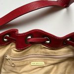 Aqua Madonna Red Leather Bucket Drawstring Bag Photo 8