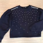 ZARA  Black Puff Sleeves Studded Fleece Sweater Photo 0