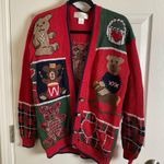 ID Distinction teddy bear and holiday motifs cardigan size small vintage 80’ Red Photo 1
