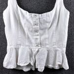 Princess Polly  White Linen Blend Peplum Button Front Corset Crop Tank Top Size 2 Photo 2