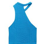 ZARA NWT  CUT OUT CABLE KNIT CROP TOP BLOGGERS FAV BLUE LARGE Photo 4