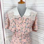 Karin Stevens Vintage 80s Floral Lace Collar Puff Sleeve Maxi Dress Pink 8 Photo 4