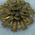 Floral Starburst Jewelry Pin Brooch Iridescent Accent Glass Crystal Rhinestones Photo 11