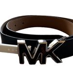 Michael Kors NWT  MK Logo Animal Print Buckle Brown Leather Belt Genuine Leather Photo 0